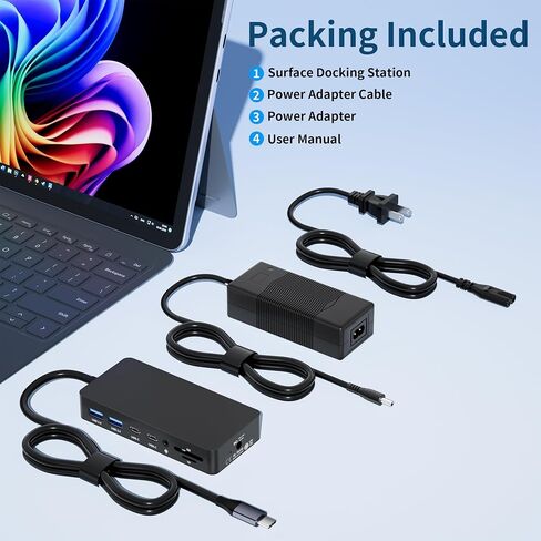 Surface Thunderbolt 4 Docking Station, 12-in-1 Surface Pro Dock with Dual 4K@60Hz HDMI & VGA, Triple Monitor Display Adapter for Microsoft Surface Pro 12/11/10/9/8/7/X, Laptop 7/6/5, Go, Book in Kuwait
