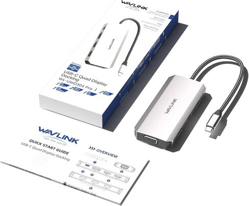 WAVLINK Laptop Docking Station, Quad Monitors, Dual HDMI, DisplayPort, VGA in Kuwait