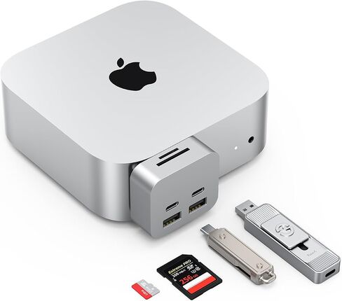 GIISSMO Mac mini M4 Dock with 4K@60 HDMI, 8TB M.2 NVMe SSD Enclosure, Mac mini Hub & Stand for Mac mini M4 and M4 Pro 2024 (10G USB A/C, 5G USB A*2, USB-C Charge, SD/TF, Audio) in Kuwait