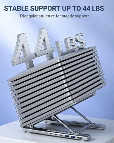 USB C Laptop Stand with Docking Station,8 in 1 Hub Laptop Stand Foldable Computer Riser with 4K HDMIPD 100W Dual Data Ports Multiport Adapter for Notebook Tablet,Portable Height Adjustable Holder in Kuwait