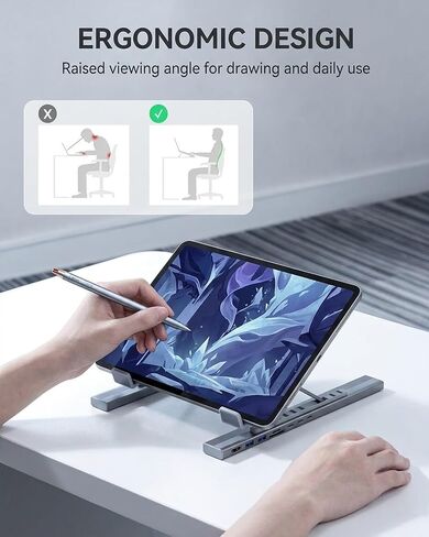 USB C Laptop Stand with Docking Station,8 in 1 Hub Laptop Stand Foldable Computer Riser with 4K HDMIPD 100W Dual Data Ports Multiport Adapter for Notebook Tablet,Portable Height Adjustable Holder in Kuwait