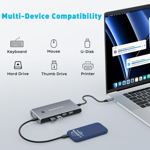 Laptop Docking Station 3 Monitors,11in1 USBC Hub Triple Display in Kuwait