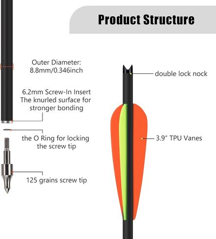 18Pcs 22 Inch Crossbow Bolt Hunting Carbon Arrows in Kuwait