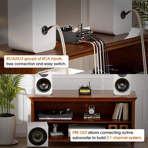 Douk Audio Bluetooth Tube Amp: 300W x2 TPA3255 2 Channel Stereo Power Amplifier – Dual VU Meters & Super Bass – for Home Theater & Hi-Fi Systems (T6 PRO Yellow Version) in Kuwait