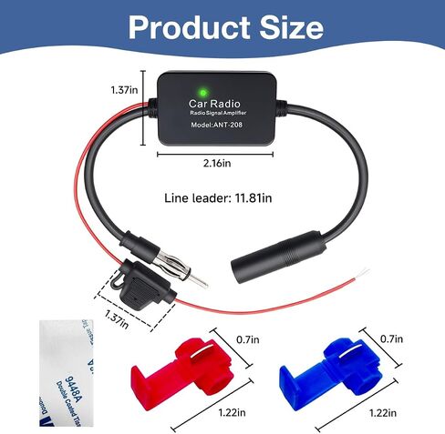 12V Car Antenna Booster, Auto Radio Aerial Antenna Amplifier to Amplify Signal & Reduce Noise, Universal AM FM Radio Stereo Media Amplifier for Cars Trucks SUVs Vans in Kuwait