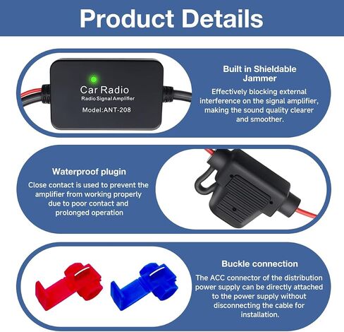 12V Car Antenna Booster, Auto Radio Aerial Antenna Amplifier to Amplify Signal & Reduce Noise, Universal AM FM Radio Stereo Media Amplifier for Cars Trucks SUVs Vans in Kuwait
