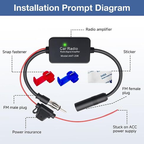 12V Car Antenna Booster, Auto Radio Aerial Antenna Amplifier to Amplify Signal & Reduce Noise, Universal AM FM Radio Stereo Media Amplifier for Cars Trucks SUVs Vans in Kuwait