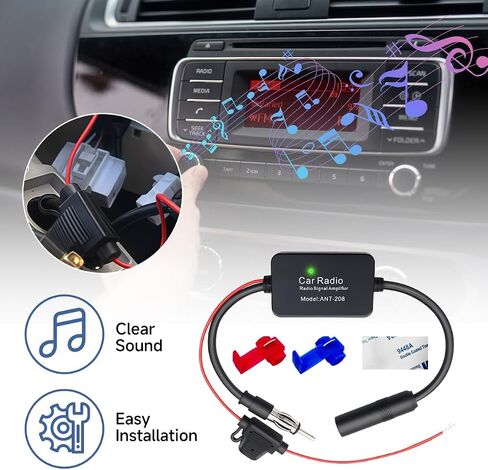 12V Car Antenna Booster, Auto Radio Aerial Antenna Amplifier to Amplify Signal & Reduce Noise, Universal AM FM Radio Stereo Media Amplifier for Cars Trucks SUVs Vans in Kuwait