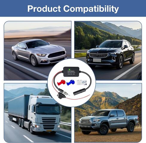 12V Car Antenna Booster, Auto Radio Aerial Antenna Amplifier to Amplify Signal & Reduce Noise, Universal AM FM Radio Stereo Media Amplifier for Cars Trucks SUVs Vans in Kuwait