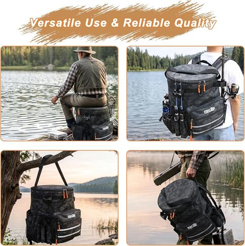 MDSTOP Fishing Bucket Backpack for 5 Gallon Bucket with Seat, Fishing Tackle Bag with Adjustable Buckle, Rod & Plier Holder and Multi-Pockets for Storage in Kuwait