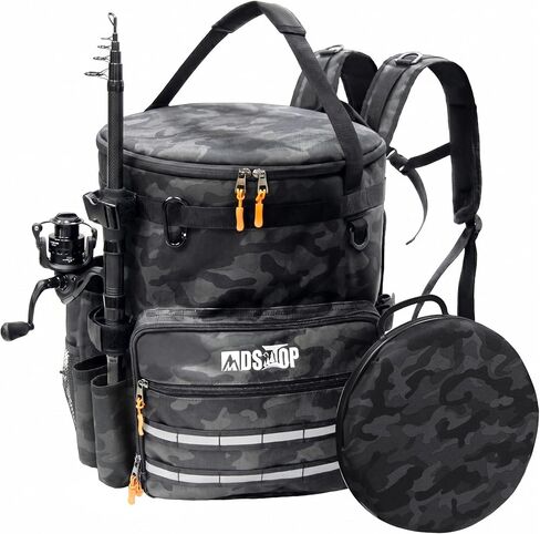 MDSTOP Fishing Bucket Backpack for 5 Gallon Bucket with Seat, Fishing Tackle Bag with Adjustable Buckle, Rod & Plier Holder and Multi-Pockets for Storage in Kuwait