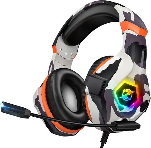 Ozeino Gaming Headset for PC, Ps4, Ps5, Xbox Headset with 7.1 Surround Sound, Gaming Headphones with Noise Cancelling Mic RGB Light Over Ear Headphones for Xbox Series X/S, Switch-Camo in Kuwait
