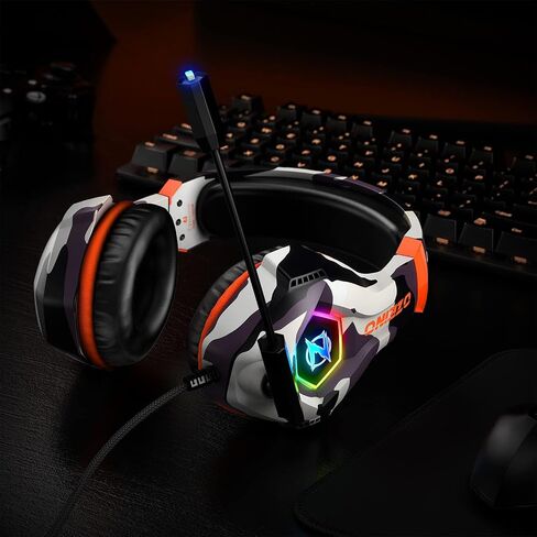 Ozeino Gaming Headset for PC, Ps4, Ps5, Xbox Headset with 7.1 Surround Sound, Gaming Headphones with Noise Cancelling Mic RGB Light Over Ear Headphones for Xbox Series X/S, Switch-Camo in Kuwait