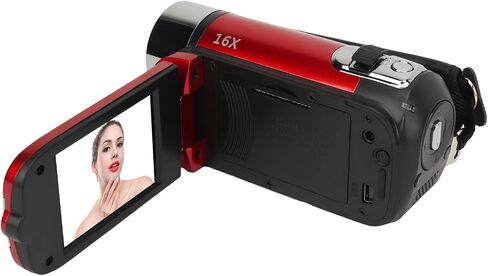 Bewinner D90 Digital Video Camera - 1080P 16MP Handheld Video Camcorder 16x Digital Zoom Video Camera with 2.7in TFT Rotatable Screen, HD Video Recorder Camera with Fill Light (Red) in Kuwait