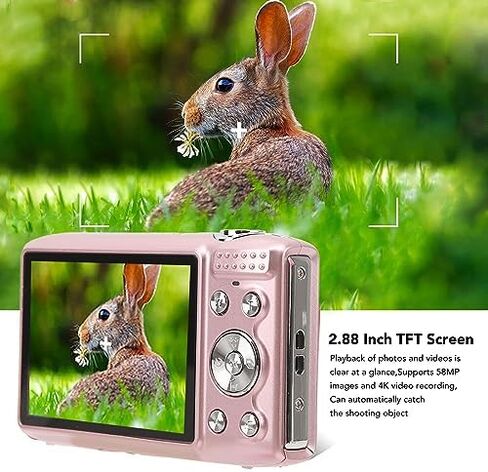 4K Digital Camera, 2.88 Inch Screen 58MP 16X Zoom Digital Video Camera Camcorder Vlog Camera, Fixed Focal Macro, Timed Photography, for Travel Outdoor Indoor Photography () in Kuwait