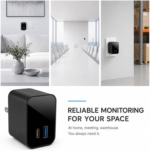 USB Charger Hidden Camera 1080P for Home Security with SD Support, Mini Indoor Security Camera with Video Capture, Local Storage, Micro SD Card Up to 128GB for Home, Office, Baby & Pet Monitor in Kuwait