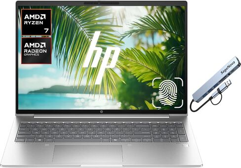 HP ProBook 465 G11 Business Laptop, 16" WUXGA IPS Display, AMD Ryzen 7 Processor, 40GB DDR5 RAM 2TB SSD, Backlit Keyboard, Fingerprint Reader, Windows 11 Pro, SageNova Docking Station, Pike Silver in Kuwait