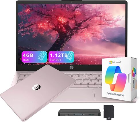 HP Stream 14" HD Laptop with AI Copilot for Student & Business, Intel Processor N150, 4GB RAM, 1.12TB Storage (128GB UFS + 1TB Docking Station), 1 Year Office 365, Wi-Fi 6, Win 11, Lavender Purple in Kuwait