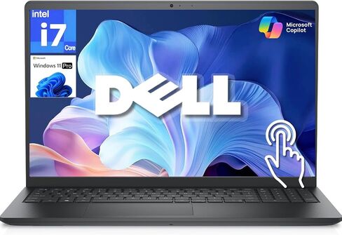 Dell 15.6 Touchscreen Business Laptop, Intel Core i7-1355U 10-Core Processor, 8GB DDR5 RAM, 256GB PCIe SSD, Windows 11 Pro, 15.6" FHD Touch Display, Intel UHD Graphics, Wi-Fi 6, Type-C, Black in Kuwait