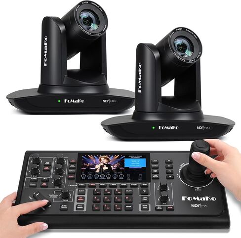 FoMaKo NDI PTZ Camera, AI Auto-Tracking Gen 3, 20x Optical Zoom,KC600 4D Joystick PTZ Camera Controller,S,for Study Tours Live Event or Summer Camps Live Streaming(FMK20UH NDI-BX2+KC600) in Kuwait