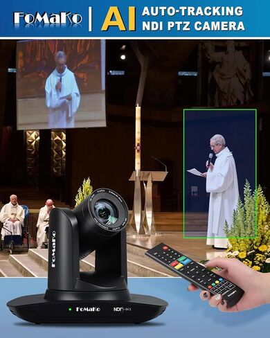 FoMaKo NDI PTZ Camera, AI Auto-Tracking Gen 3, 20x Optical Zoom,KC600 4D Joystick PTZ Camera Controller,S,for Study Tours Live Event or Summer Camps Live Streaming(FMK20UH NDI-BX2+KC600) in Kuwait