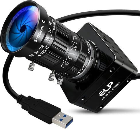USB3.0 4K 60fps High Speed Industrial Camera,CS-Mount 10X Manual 5-50mm Varifocal Zoom Lens,3840×2160 Resolution,Plug and Play,Compatible with Windows, Linux Mac Android PC Jetson Nano in Kuwait