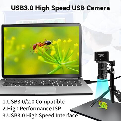 USB3.0 4K 60fps High Speed Industrial Camera,CS-Mount 10X Manual 5-50mm Varifocal Zoom Lens,3840×2160 Resolution,Plug and Play,Compatible with Windows, Linux Mac Android PC Jetson Nano in Kuwait