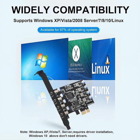 PCIe USB 3.0 Card 4 Port, 5Gbps USB C PCI Express Expansion Card with Renesas UPD720201 Chip, Add 4 x USB Type-C Ports to Desktop PC - No External Power Required, for Windows/Linux in Kuwait