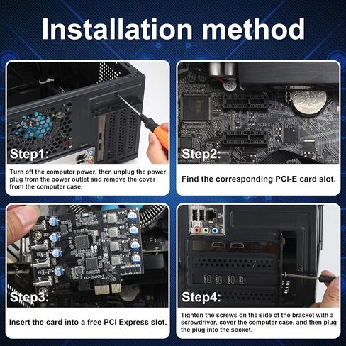 PCIe USB 3.0 Card 4 Port, 5Gbps USB C PCI Express Expansion Card with Renesas UPD720201 Chip, Add 4 x USB Type-C Ports to Desktop PC - No External Power Required, for Windows/Linux in Kuwait