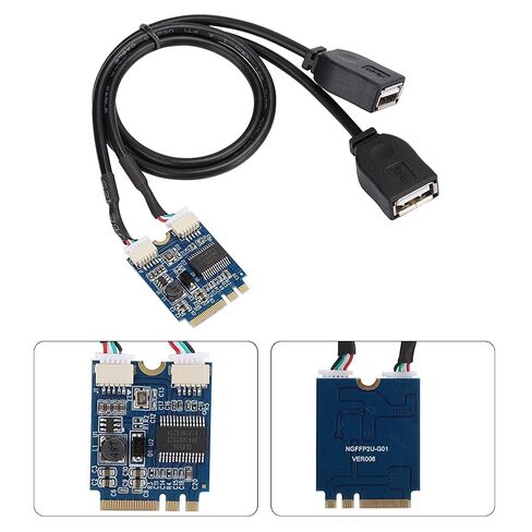 M.2 NGFF to USB Riser Card, Double Port USB2.0 Interface Expansion Card Cable Adapter, for Motherboard or Notebook, WinXP/Vista Compatible in Kuwait