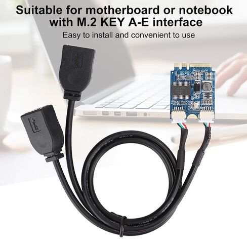 M.2 NGFF to USB Riser Card, Double Port USB2.0 Interface Expansion Card Cable Adapter, for Motherboard or Notebook, WinXP/Vista Compatible in Kuwait