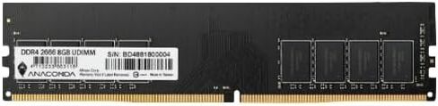 ANACOMDA 8GB DDR4 2666MHz Desktop RAM, 288-Pin UDIMM CL19 Memory Module, Stable & Reliable PC Upgrade, Meets JEDEC & RoHS Standards, Made in Taiwan in Kuwait