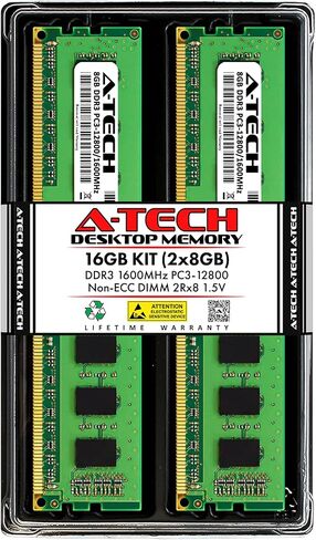 A-Tech 16GB Kit (2x8GB) RAM for ASUS Essentio CM6870 | DDR3 1600MHz PC3-12800 DIMM 1.5V Non-ECC UDIMM Memory Upgrade in Kuwait