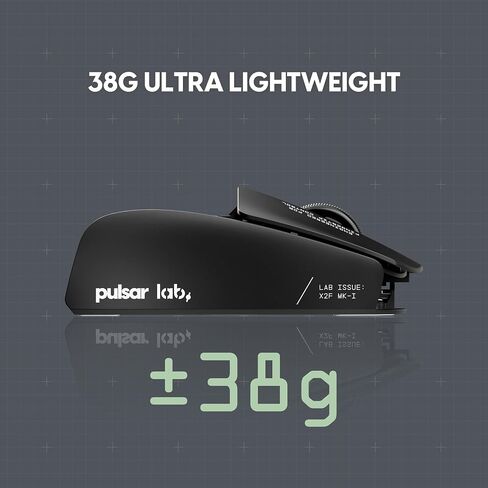 Pulsar Gaming Gears LAB X2F Wireless Fingertip Gaming Mouse, Ultra Lightweight 1.34 oz (38 g), HUANO Blue Pink Dot Switches, 32,000 DPI, 750 IPS, XS-1 Sensor, 8K Compatible (Black) (Renewed) in Kuwait