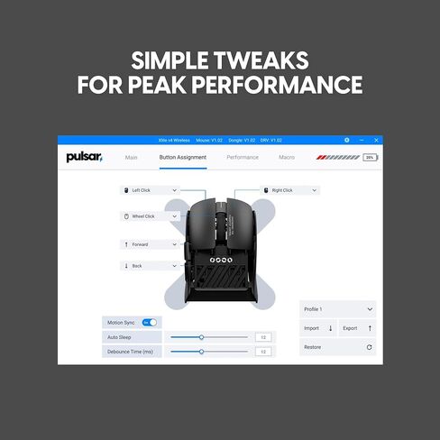 Pulsar Gaming Gears LAB X2F Wireless Fingertip Gaming Mouse, Ultra Lightweight 1.34 oz (38 g), HUANO Blue Pink Dot Switches, 32,000 DPI, 750 IPS, XS-1 Sensor, 8K Compatible (Black) (Renewed) in Kuwait