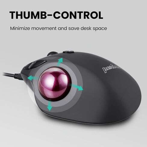 Perixx Perimice-517 Wired Trackball USB Mouse, 7 Button Design, Build-in 1.34 Inch Trackball with Pointing Feature in Kuwait