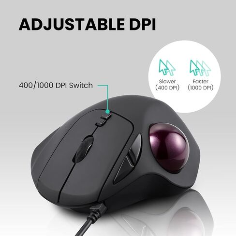 Perixx Perimice-517 Wired Trackball USB Mouse, 7 Button Design, Build-in 1.34 Inch Trackball with Pointing Feature in Kuwait