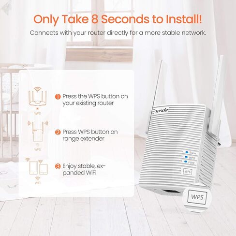 Tenda WiFi Extender, Strong AC1200 WiFi Range Extender with Ethernet Port, WiFi Signal Booster Covers Up to 1300 Sq.ft and 20 Devices, Dual-Band and Double-Antennas WiFi Repeater(A18) in Kuwait