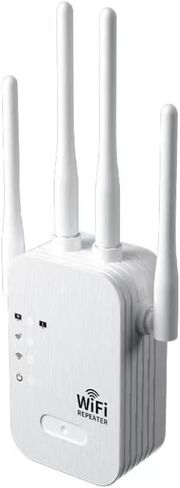 WiFi Extender 4 Antennas Wide Coverage Stable WiFi Repeater Anti-Interference Heat Dissipation WiFi Booster(US,White) in Kuwait