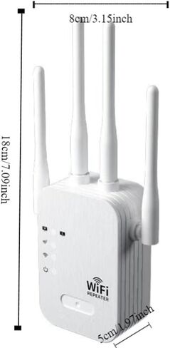 WiFi Extender 4 Antennas Wide Coverage Stable WiFi Repeater Anti-Interference Heat Dissipation WiFi Booster(US,White) in Kuwait