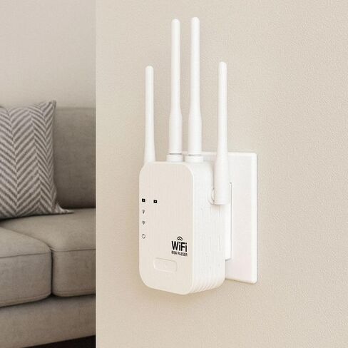 WiFi Extender 4 Antennas Wide Coverage Stable WiFi Repeater Anti-Interference Heat Dissipation WiFi Booster(US,White) in Kuwait