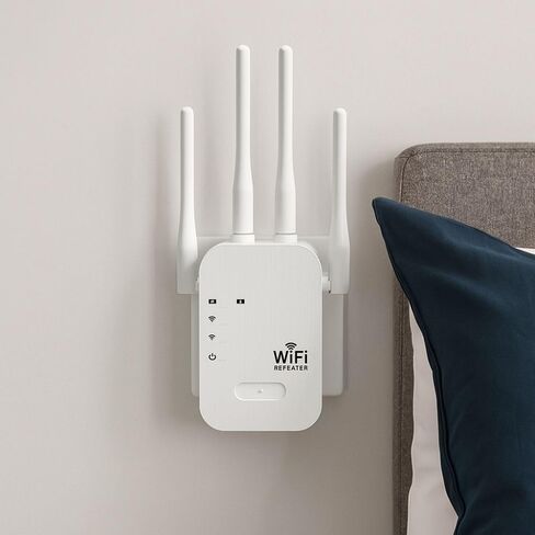 WiFi Extender 4 Antennas Wide Coverage Stable WiFi Repeater Anti-Interference Heat Dissipation WiFi Booster(US,White) in Kuwait