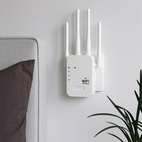WiFi Extender 4 Antennas Wide Coverage Stable WiFi Repeater Anti-Interference Heat Dissipation WiFi Booster(US,White) in Kuwait