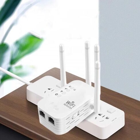 WiFi Extender 4 Antennas Wide Coverage Stable WiFi Repeater Anti-Interference Heat Dissipation WiFi Booster(US,White) in Kuwait