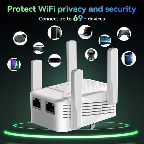 Wireless Router Amplifier Easy Setup, WiFi Extender Signal Booster, Internet Extender Covers Up to 13389 Sq.ft for Home, Long Range WiFi Repeater with Ethernet Port in Kuwait
