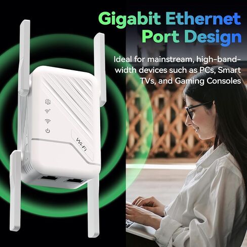 Wireless Router Amplifier Easy Setup, WiFi Extender Signal Booster, Internet Extender Covers Up to 13389 Sq.ft for Home, Long Range WiFi Repeater with Ethernet Port in Kuwait