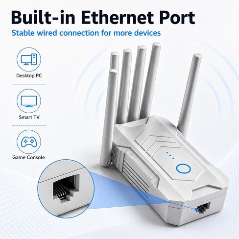 WiFi Extender Signal Booster for Home with 6 Antennas, Internet Booster, WiFi Repeater, Easy to Install and Suitable for Home use in Kuwait
