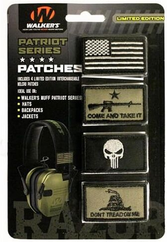 Walker's Razor Patriot Patch Kit Hook & Loop Attachable Embroidery Design Patch Set for Earmuffs, Hats, Backpack, Military Shooting Outdoor EDC Uniforms & Gear - 4 Pcs - American Flag in Kuwait