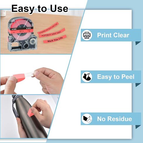 5 Pack AC12RW 12" Tape Compatible for LK-4RBP LC-4RBP SC12RW 12mm Black on Red LK Label Cartridges for LabelWorks LW-300 LW-400 LW-500 LW-600P LW-K200PX Label Maker in Kuwait