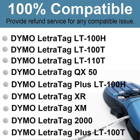 Compatible for Dymo Letratag Colorful Labels Plastic Refills LT-100T in Kuwait